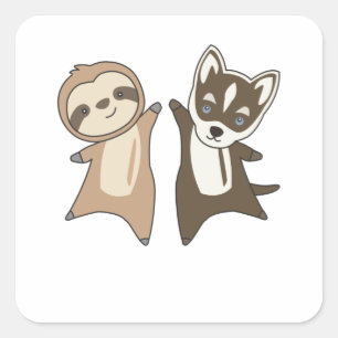 Pegatina Cuadrada Perros Sloth Husky Dog Sloth