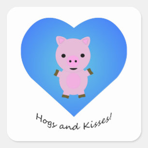Pegatina Cuadrada Perros y besos de cerdo