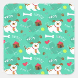 Pegatina Cuadrada Perros Y Palabras