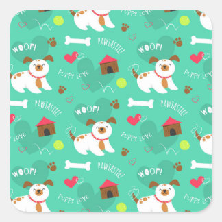 Pegatina Cuadrada Perros Y Palabras