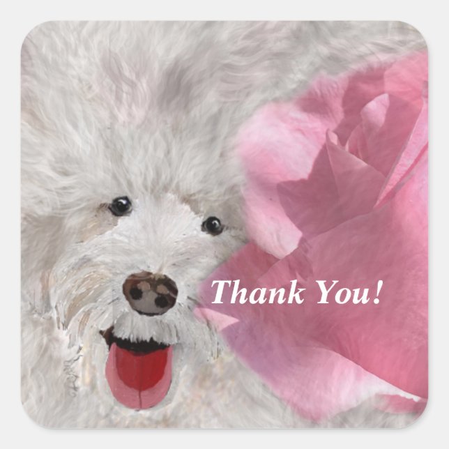 Pegatina Cuadrada Perros y Rosas (Anverso)