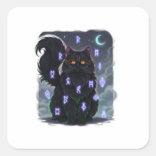 Pegatina Cuadrada Persa familiar - Gato de bruja de Halloween