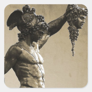 Pegatina Cuadrada Perseus con el jefe de la medusa