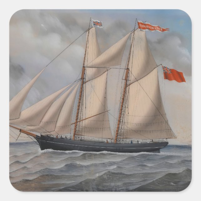 Pegatina Cuadrada Perseverancia de Fowey (Anverso)