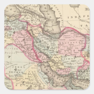 Pegatina Cuadrada Persia, Arabia, Turquía, Afganistán, Beluchistán