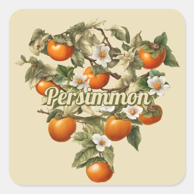 Pegatina Cuadrada Persimmones (Anverso)