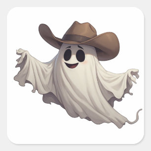 Pegatina Cuadrada Personaje de Fantasma Vaquero para Diversión Weste