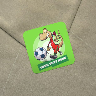 Pegatina Cuadrada Personaje de jugador de fútbol con diseño de texto