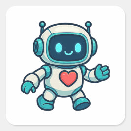 Pegatina Cuadrada Personajes de IA y Robots