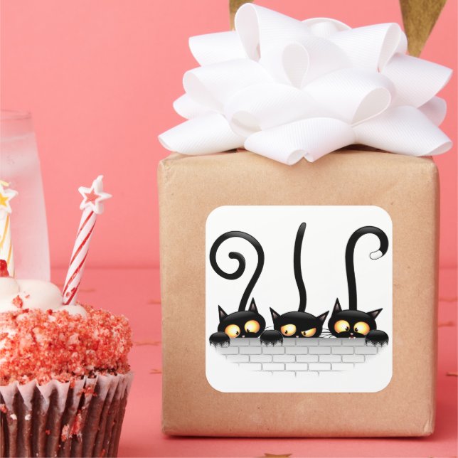 Pegatina Cuadrada Personajes traviesos, lúgubres y divertidos (Fiesta)