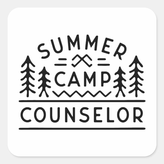 Pegatina Cuadrada Personal del asesor de los campamentos de verano (Anverso)