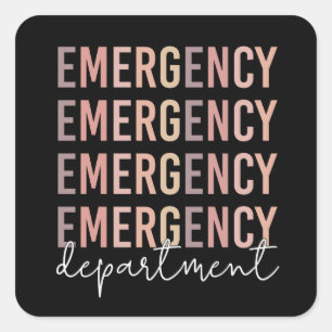 Pegatina Cuadrada Personal del Departamento de Emergencia Enfermer
