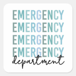 Pegatina Cuadrada Personal del Departamento de Emergencia | Enfermer