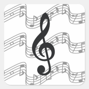 Pegatina Cuadrada Personal y Clef agudo