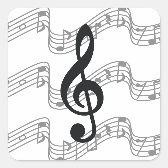 Pegatina Cuadrada Personal y Treble Clef (Anverso)