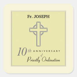 Pegatina Cuadrada Personalice, 10 años del Grabado en relieve sacerd