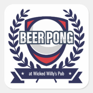 Pegatina Cuadrada Personalice este logotipo de Beer Pong
