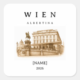 Pegatina Cuadrada Personalisierte Wien Albertina | Name & Jahr