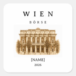 Pegatina Cuadrada Personalisierte Wien Börse | Name & Jahr