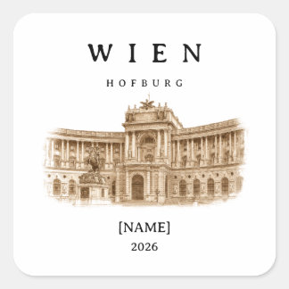 Pegatina Cuadrada Personalisierte Wien Hofburg | Name & Jahr