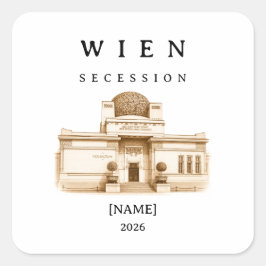 Pegatina Cuadrada Personalisierte Wien Secession | Name & Jahr