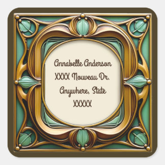 Pegatina Cuadrada Personaliza Art Nouveau