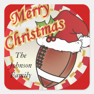 Pegatina Cuadrada Personaliza el Fútbol Feliz Navidad