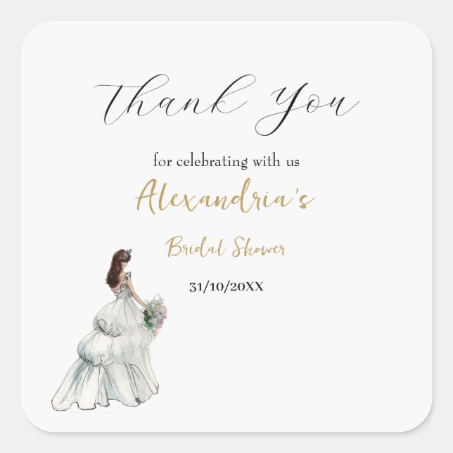 Pegatina Cuadrada Personaliza el vestido de despedida de soltera Gra (Anverso)
