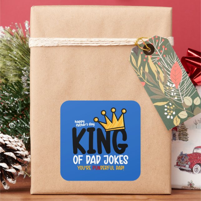 Pegatina Cuadrada Personaliza los Chistes del Rey de Papá (Vacaciones)