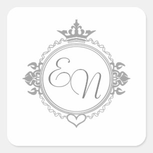 Pegatina Cuadrada Personaliza los nombres, iniciales y frase Amor