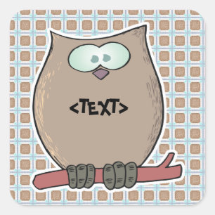 Pegatina Cuadrada Personaliza un búho, <TEXT>