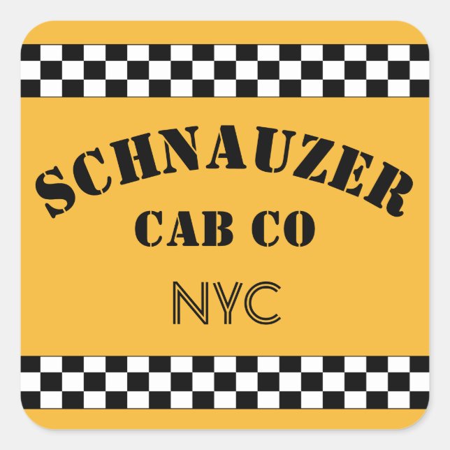 Pegatina Cuadrada Personalizable Checker Cab (Anverso)