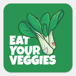 Pegatina Cuadrada Personalizable Coma tus verduras - Lechuga