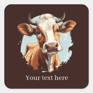 Pegatina Cuadrada Personalizable de amantes de las vacas