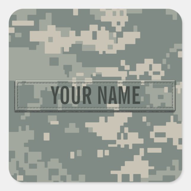 Pegatina Cuadrada Personalizable de camuflaje de la ACU del ejército (Anverso)