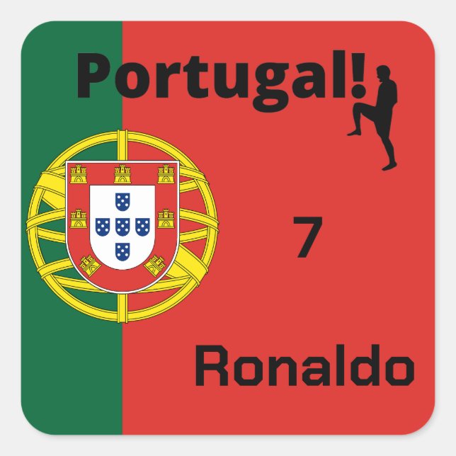 Pegatina Cuadrada Personalizable de fútbol de Portugal (Anverso)