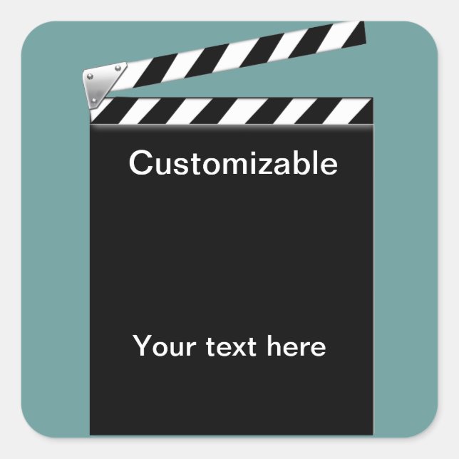 Pegatina Cuadrada Personalizable de Hollywood Clapper Board (Anverso)