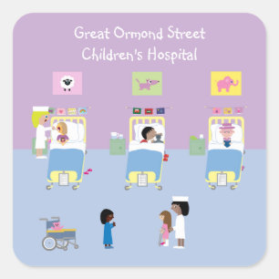 Pegatina Cuadrada Personalizable de hospital infantil