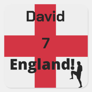 Pegatina Cuadrada Personalizable de jugador de fútbol de Inglaterra