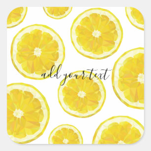 Pegatina Cuadrada Personalizable de limón fresco amarillo