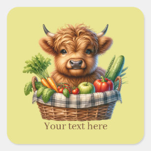 Pegatina Cuadrada Personalizable de los amantes de las vacas en las