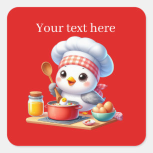 Pegatina Cuadrada Personalizable de pájaro de cocina ligera