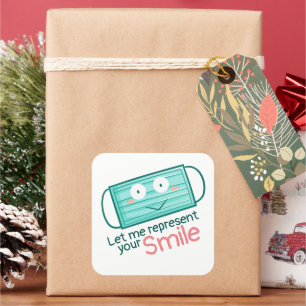 Pegatina Cuadrada Personalizable Déjame representar tu sonrisa