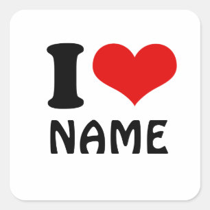 Pegatina Cuadrada Personalizable Día de San Valentín Amo Personaliza