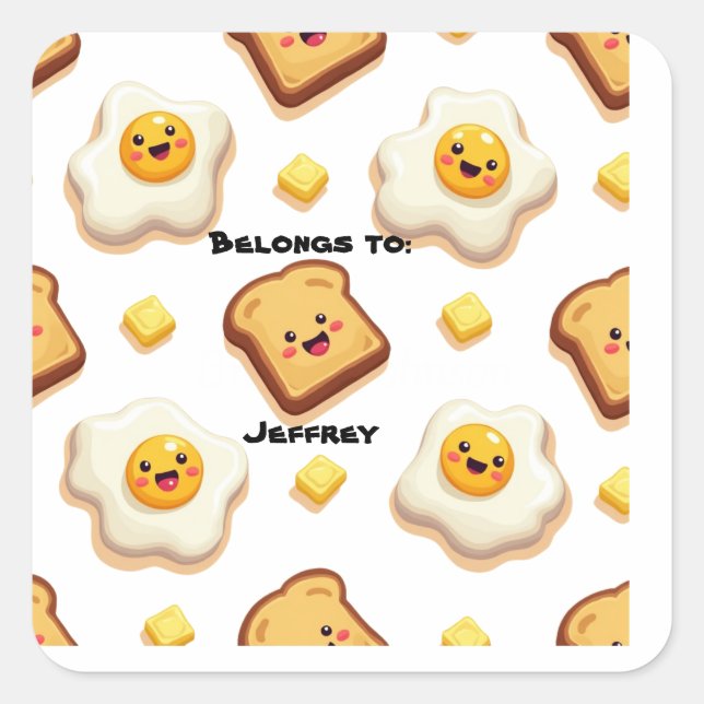 Pegatina Cuadrada Personalizable El Tema De Alimentos Pertenece A Pe (Anverso)