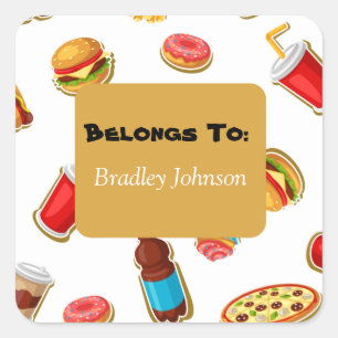 Pegatina Cuadrada Personalizable El Tema De Alimentos Pertenece A Pe