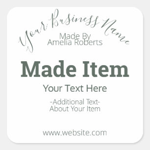 Pegatina Cuadrada Personalizable Hobby artesanal Craft DIY Business