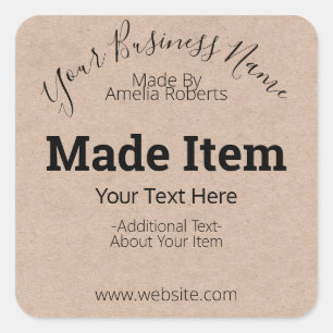 Pegatina Cuadrada Personalizable Hobby artesanal Craft DIY Business