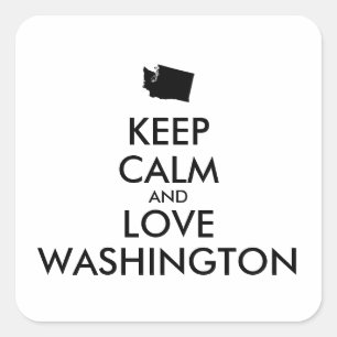 Pegatina Cuadrada Personalizable MANTENER LA CALMA Y AMAR A WASHINGT