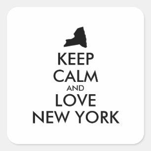 Pegatina Cuadrada Personalizable MANTENGA CALMA Y AME NUEVA YORK